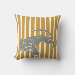 Sudan Brown Safari Stripe Pillow with Leopard