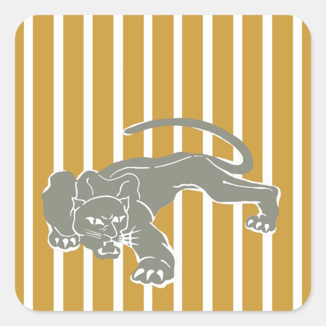 Sudan Brown Safari Stripe with Leopard Square Sticker (Front)