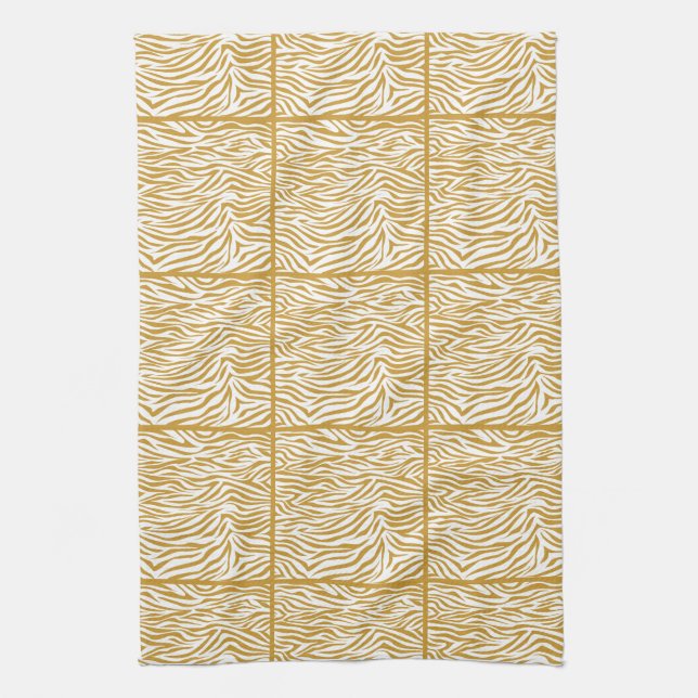 Sudan Brown Safari Zebra, tiled design Tea Towel (Vertical)