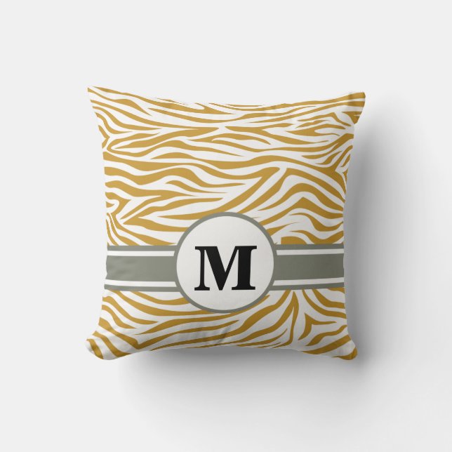 Sudan Brown Safari Zebra with Monogram Cushion (Front)