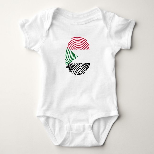 Sudan Flag Fingerprint Baby Bodysuit (Front)