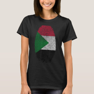 Sudan Flag Fingerprint It Is In My Dna  For Sudans T-Shirt
