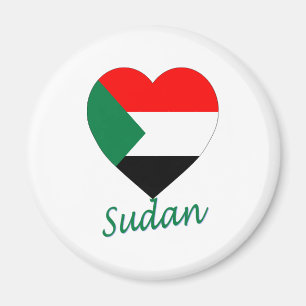 Sudan Flag Heart Magnet