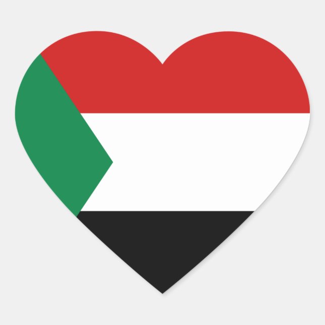 Sudan Flag Heart Sticker (Front)