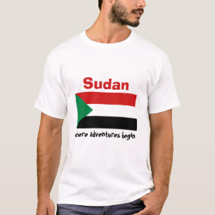 Sudan Flag + Map + Text T-Shirt