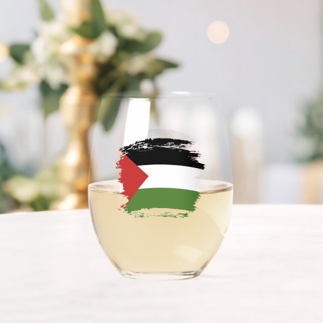 Sudan flag stemless wine glass (Insitu (Wedding))