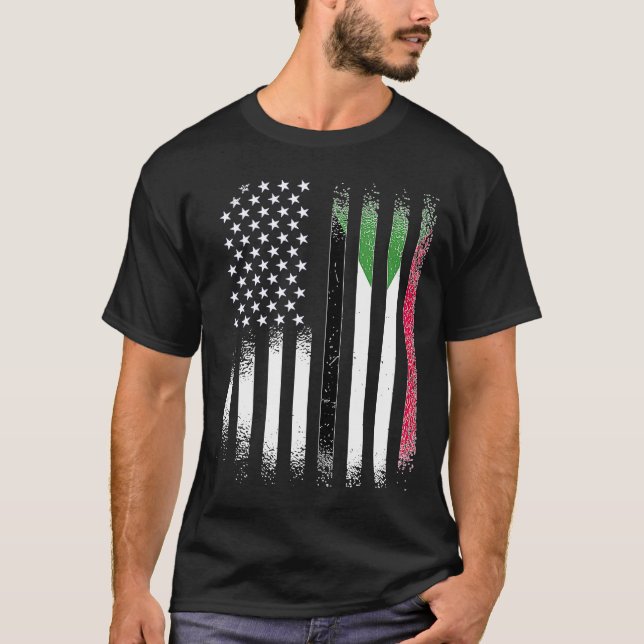 Sudanese American Patriot Grown Country USA Flags  T-Shirt (Front)