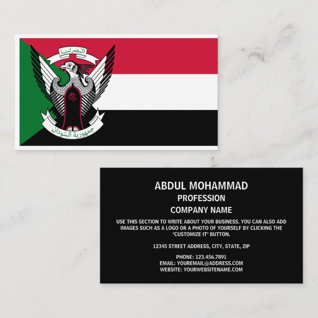 Sudanese Flag & Emblem, Flag of Sudan Business Card (Front/Back)