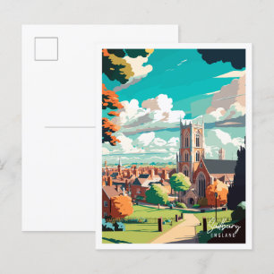 Sudbury England vintage travel illustration Postcard