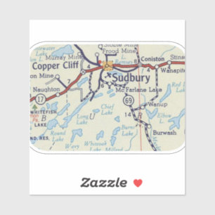 Sudbury Ontario Vintage Map