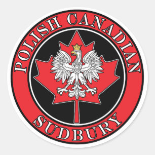 Sudbury Round Polish Canadian Leaf Classic Round Sticker