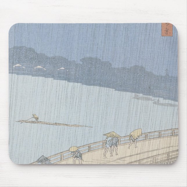 Sudden Shower on Ohashi Bridge at Ataka Mouse Mat (Front)