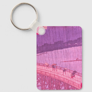 Sudden Shower Over Ōhashi Bridge and Atake by Utag Key Ring