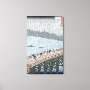 Sudden Shower over Shin-Ohashi Bridge and Canvas Print