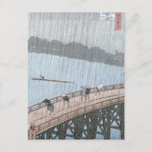 Sudden Shower over Shin-Ohashi Bridge and Postcard