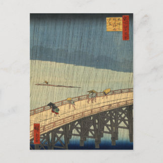 Sudden shower over Shin-Ōhashi bridge, Hiroshige Postcard