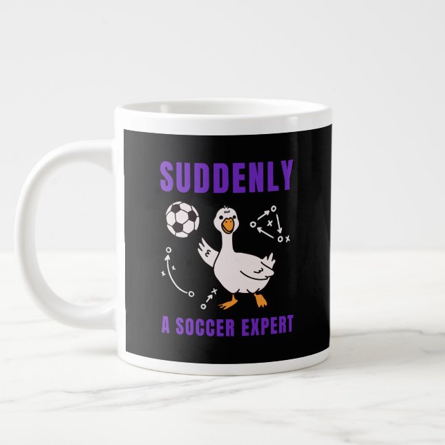 Suddenly a soccer expert large coffee mug (Left)