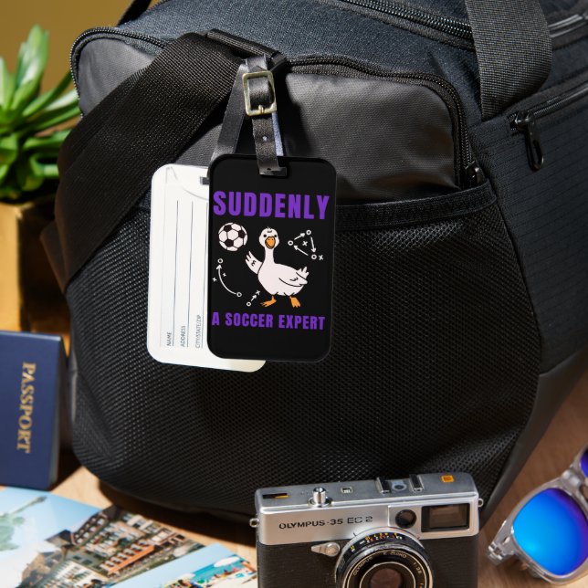 Suddenly a soccer expert luggage tag (Front & Back)