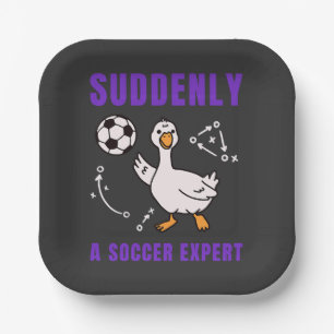 Suddenly a soccer expert paper plate