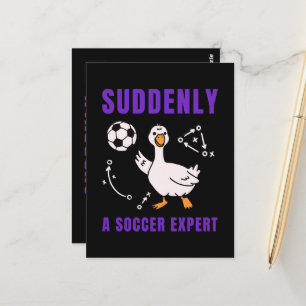 Suddenly a soccer expert postcard