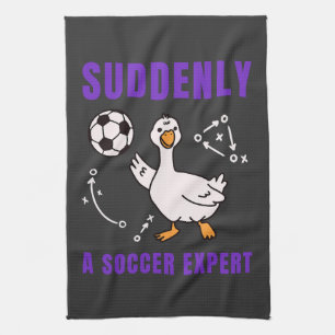 Suddenly a soccer expert tea towel