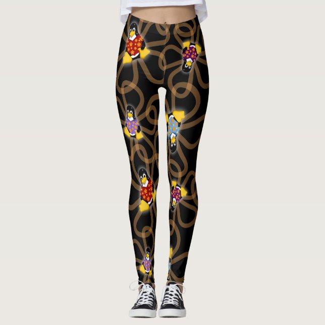 Suddenly Penguins Leggings (Dark) (Front)