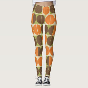 Suddenly Seventies Orange Brown Green Geometric Leggings