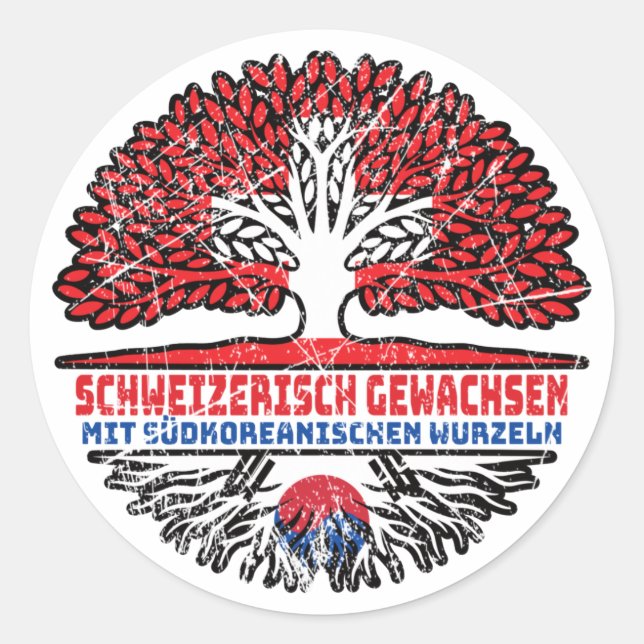 Südkorea Südkoreanisch Schweizer Schweiz Baum Classic Round Sticker (Front)