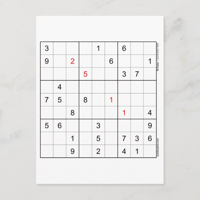 Sudoku Birthday Card 25-11 (Front)