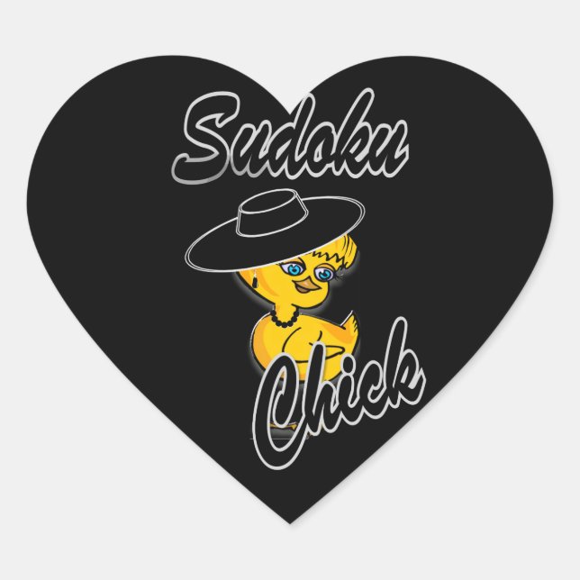 Sudoku Chick #4 Heart Sticker (Front)