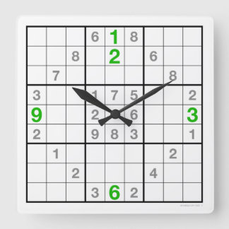 Sudoku Clock with downloadable puzzle (green)