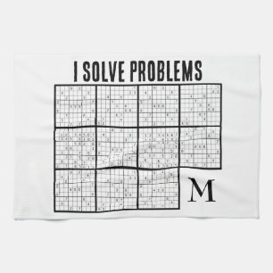 SUDOKU I Solve Problems Monogram Tea Towel