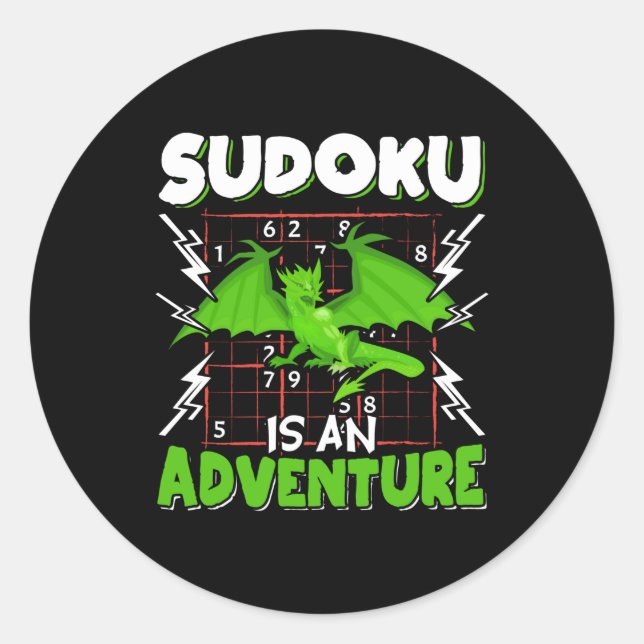 Sudoku is an Adventure Puzzle Lover Classic Round Sticker (Front)