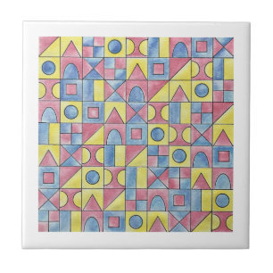 Sudoku One-Hand Painted Modern Bauhaus Geometric  Tile