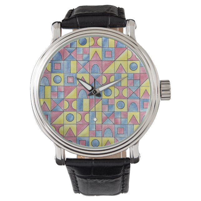 Sudoku One-Modern Bauhaus Geometric Art Watch (Front)