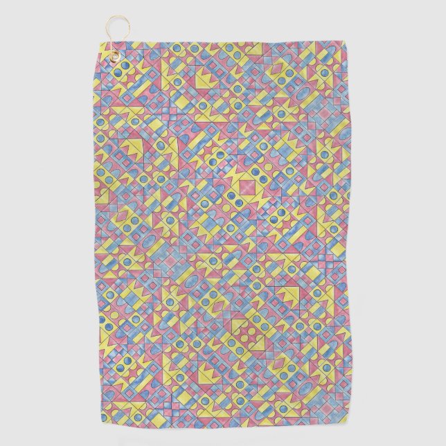 Sudoku One-Modern Bauhaus Geometric Watercolor Art Golf Towel (Front)