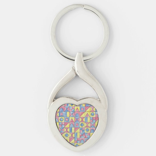 Sudoku One-Modern Geometric Watercolor Art Key Ring (Front)