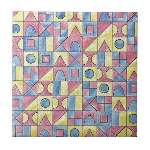 Sudoku One-Modern Minimalist Bauhaus Geometric Art Tile