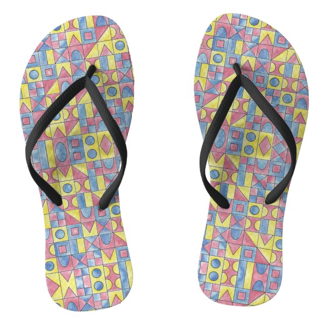 Sudoku One-Modern Minimalist Bauhaus Geometric Flip Flops (Footbed)