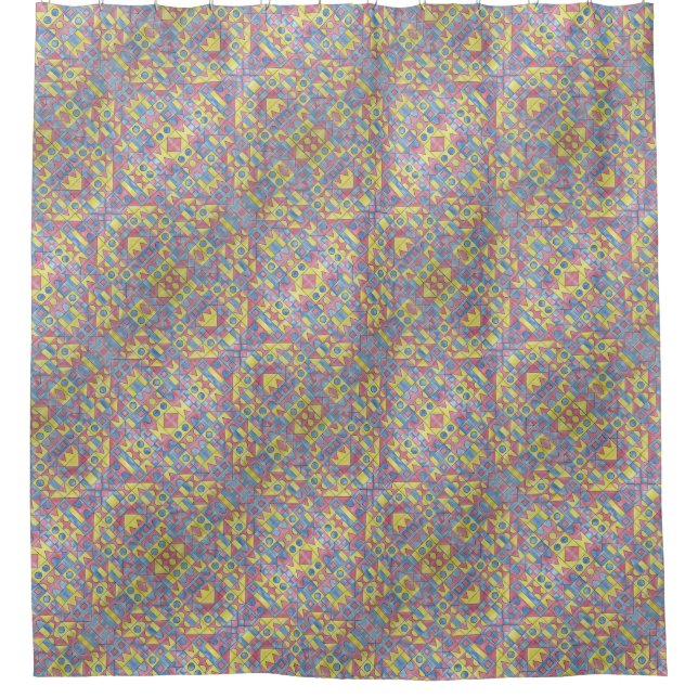 Sudoku One-Modern Minimalist Bauhaus Geometric Shower Curtain (Front)