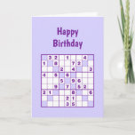 Sudoku Puzzles Birthday Card<br><div class="desc">A birthday greeting and four 9x9 sudoku puzzles with the solution on the back is a fun design for birthdays .</div>