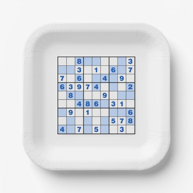  Sudoku Puzzles  Paper Plate (Front)