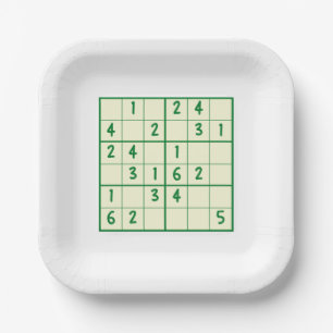 Sudoku Puzzles Paper Plate
