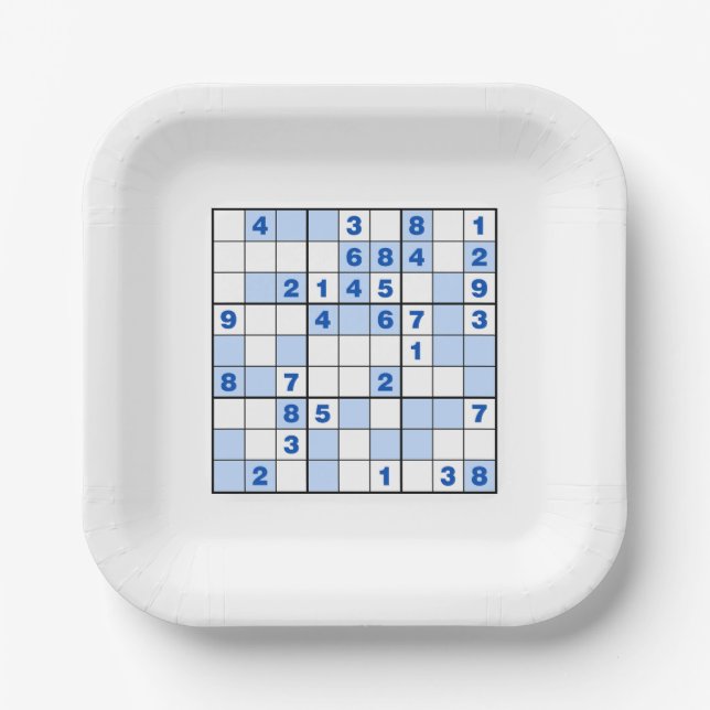  Sudoku Puzzles  Paper Plate (Front)
