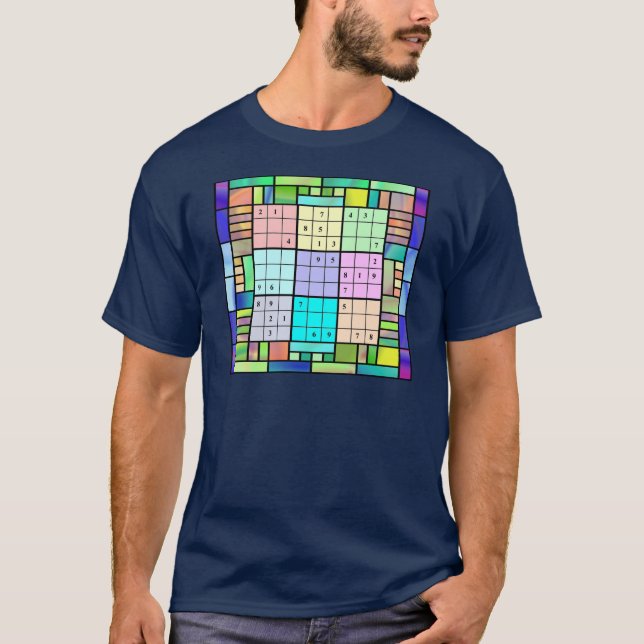 Sudoku Stained Glass Design T-Shirt (Front)
