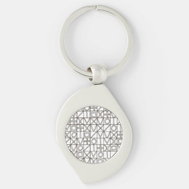 Sudoku Two-Black And White Abstract Art Key Ring (Front)