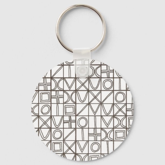 Sudoku Two-Black And White Abstract Art Key Ring (Front)
