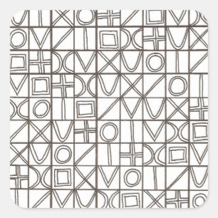 Sudoku Two-Black And White Abstract Art Square Sticker