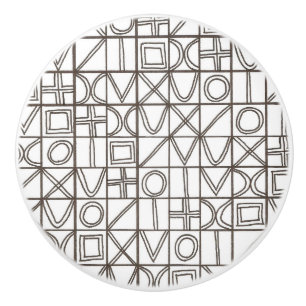 Sudoku Two-Black And White Abstract Geometric Ceramic Knob