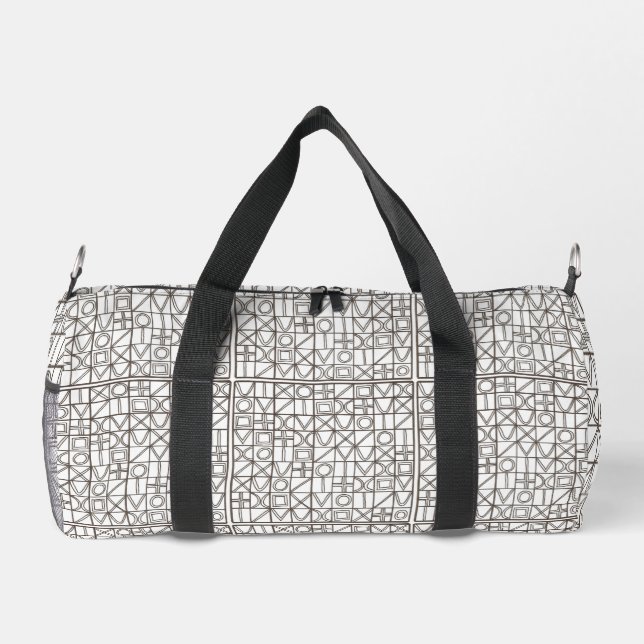 Sudoku Two-Black And White Abstract Geometric  Duffle Bag (Back)